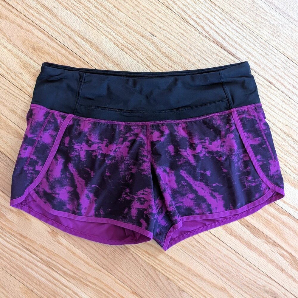 EUC Lululemon Run Times Short 4-way Stretch Breezie Regal Plum Black Women's 6 S - Picture 2 of 8